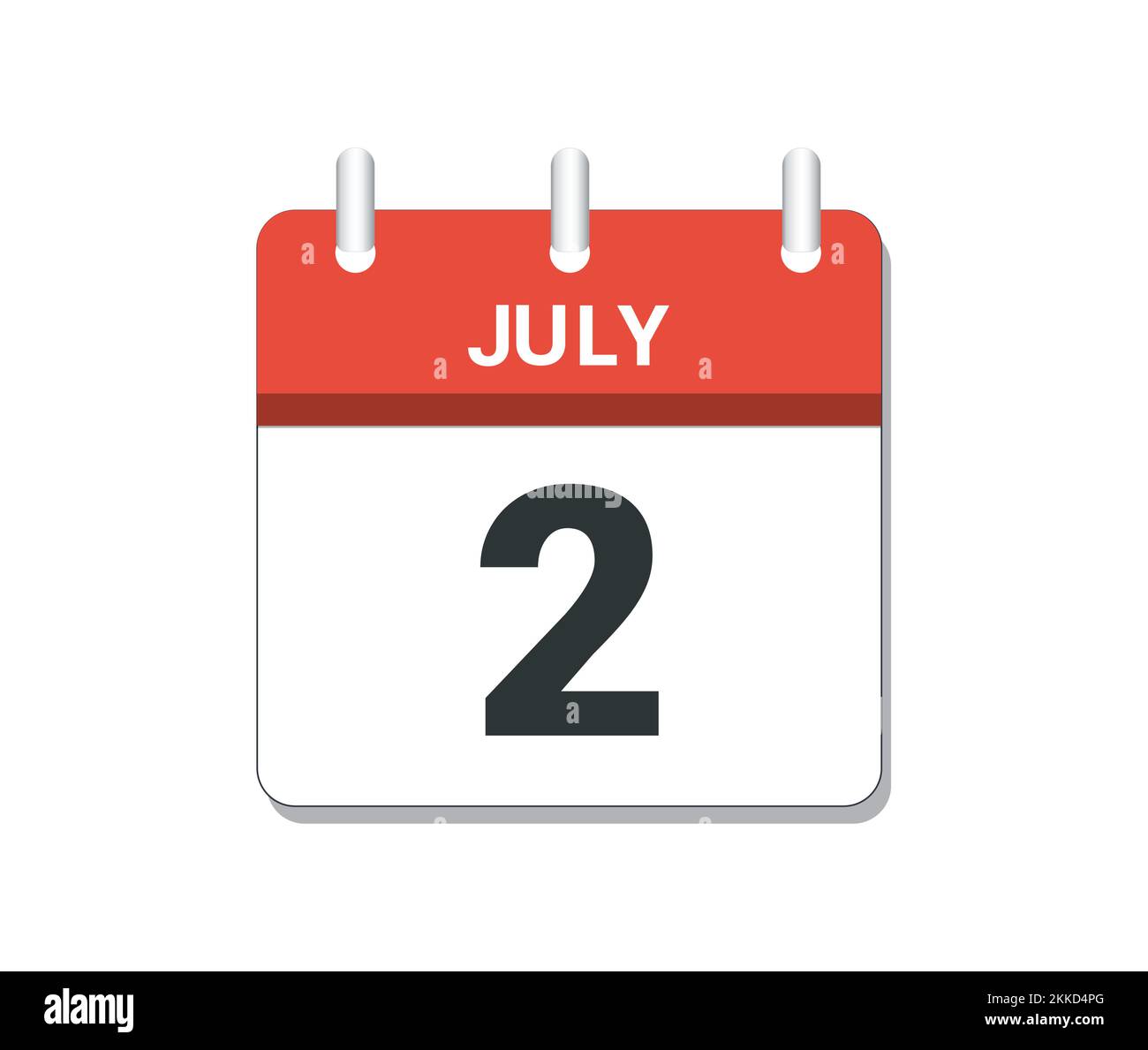 Luglio 2nd vettore icona calendario. Concetto di pianificazione, attività e compiti Illustrazione Vettoriale