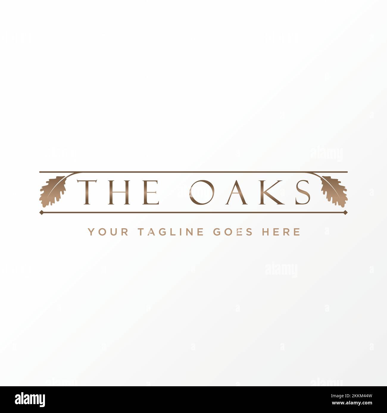 unico singolo due foglie di quercia accessori ornamento con linea immagine grafica icona logo design astratto concetto vettore stock. relativo alla botanica o al matrimonio Illustrazione Vettoriale