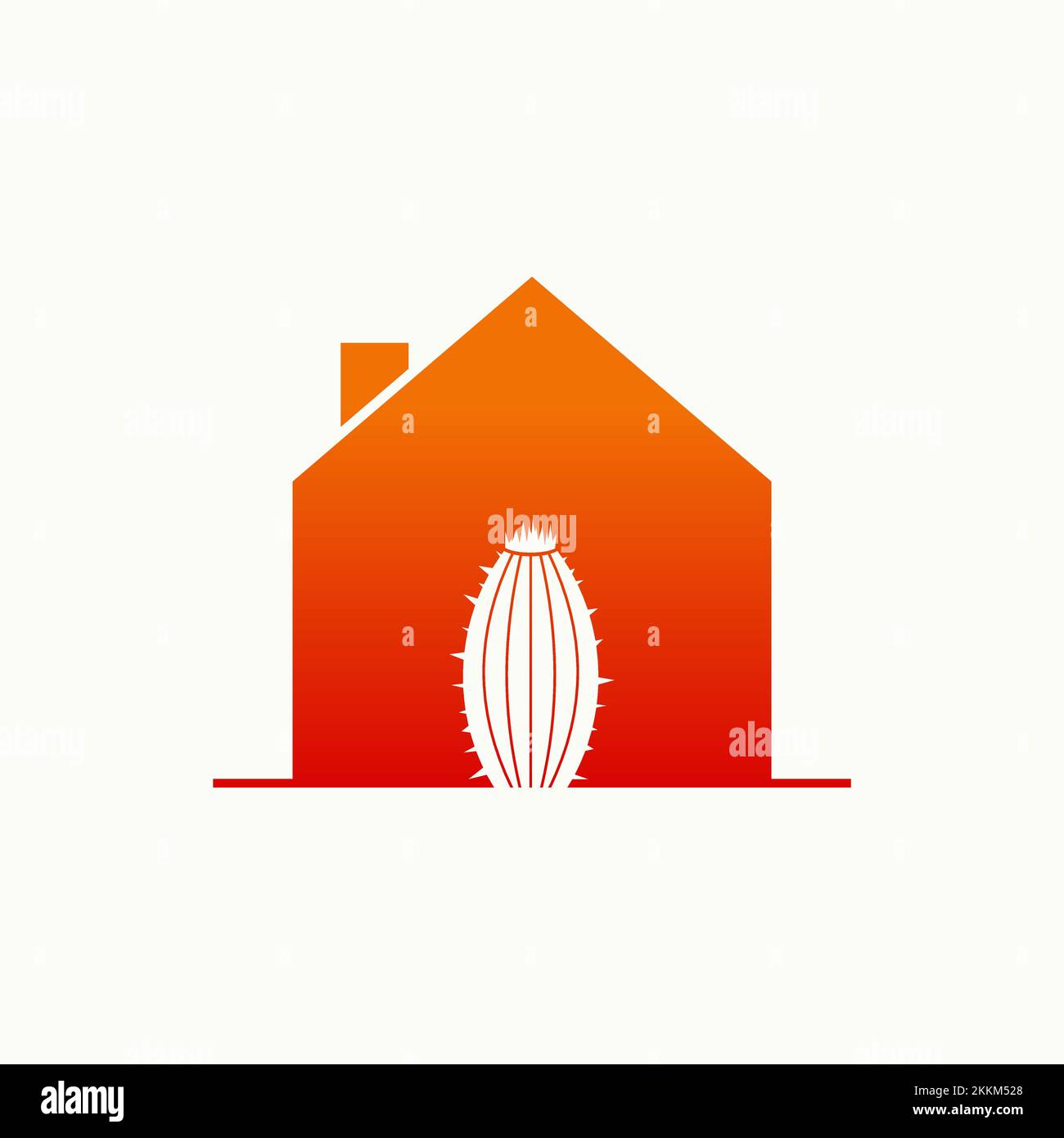 cactus sulla casa di fronte come la porta immagine grafica icona logo design astratto concetto vettore stock. Può essere utilizzato come simbolo relativo alla botanica o alla proprietà Illustrazione Vettoriale