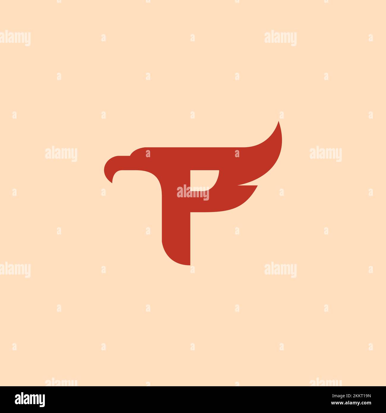 Vettore logo P Eagle. Eagle Icon Design. Lettera P Illustrazione Vettoriale