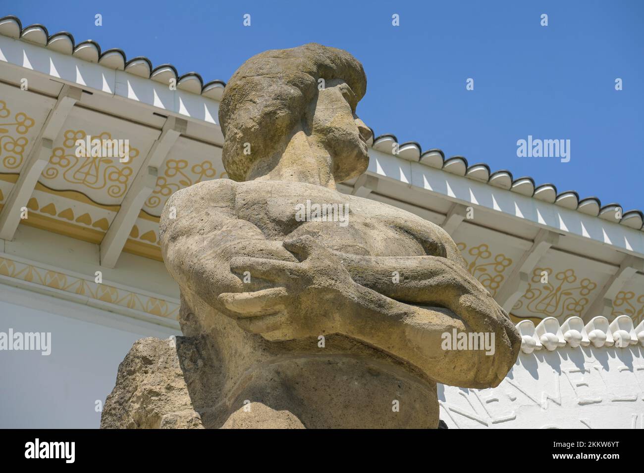 Figura Kraft, scultore Ludwig Habich, Ernst Ludwig House, Museo Künstlerkolonie, Olbrichweg, Mathildenhöhe, Darmstadt, Assia, Germania, Europa Foto Stock