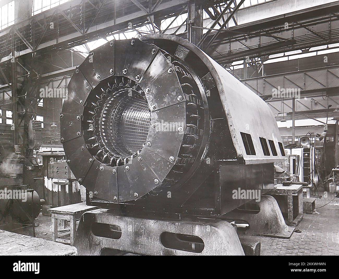 Fabbrica di motori elettrici a Budapest negli anni '1950s. Foto Stock