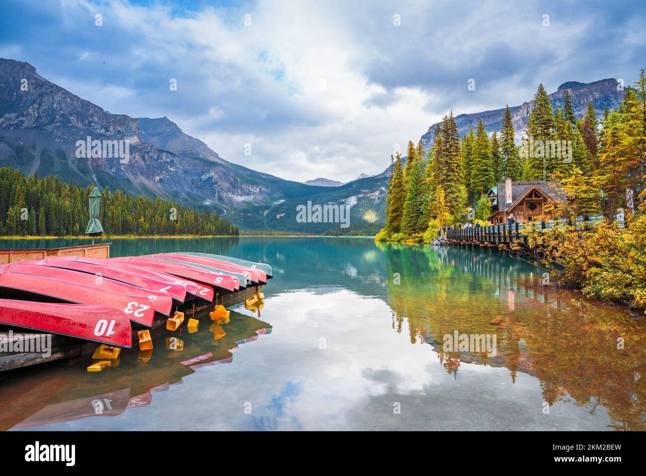 Emerald Lake, Parco Nazionale di Yoho in Canada Foto Stock