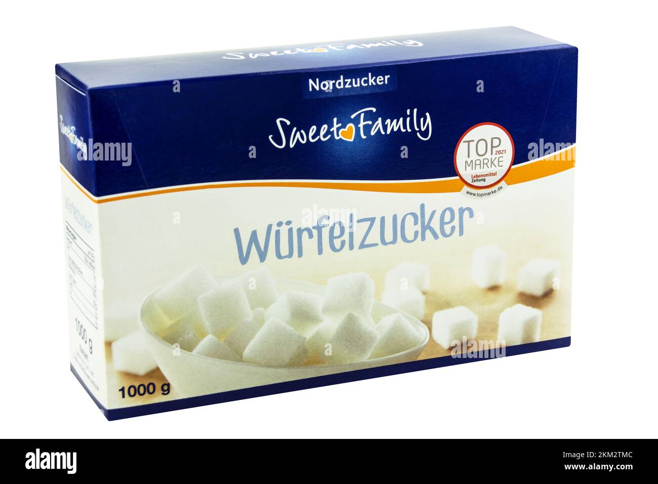 Amburgo, Germania - Novembre 24 2022: Würfelzucker primo piano Nordzucker Sweet Family - primo piano Nordzucker Sweet Family Sugar cubes Foto Stock
