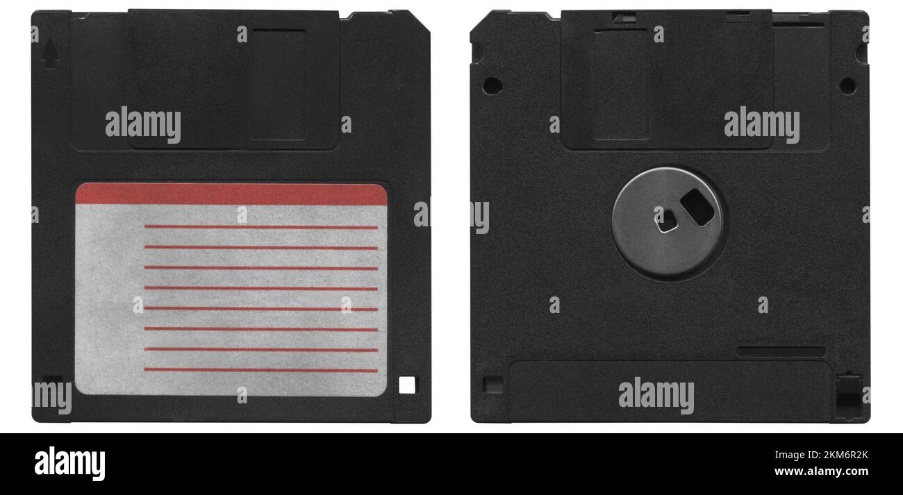 Disco floppy. due lati isolati ad alta risoluzione su sfondo bianco Foto Stock