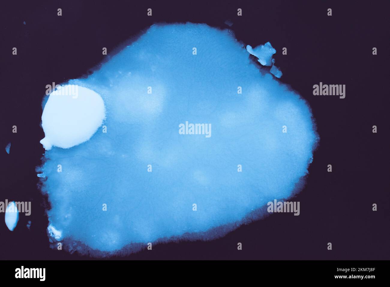 Piccolo iceberg innevato, con il resto del berg sott'acqua in azzurro. Galleggia nelle acque ferme intorno a Enterprise Island. Foto Stock