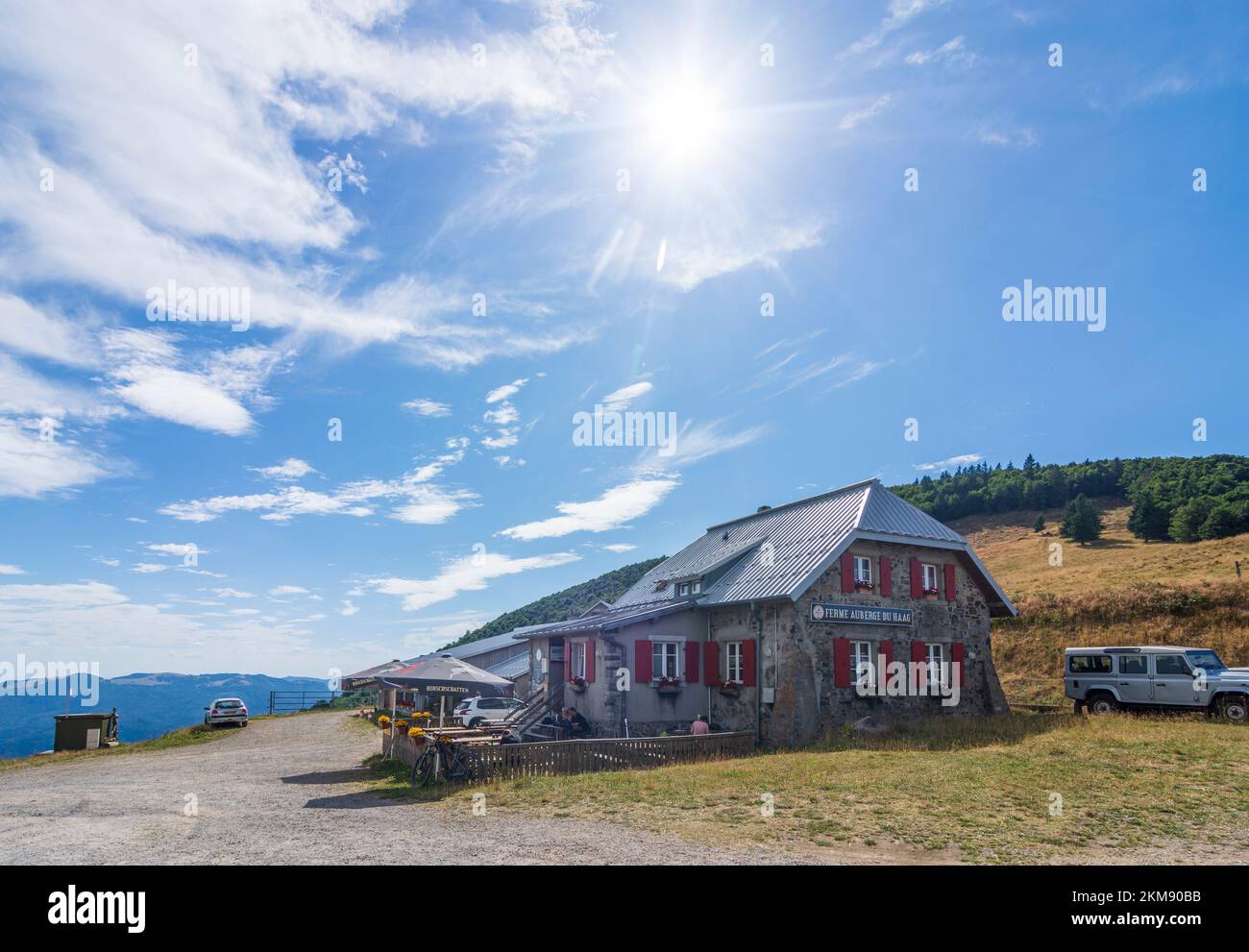 Vosges (Vogesen) Montagne: Agriturismo ferme Auberge du Haag a col du Haag in Alsazia (Elsass), Alto Reno (Oberelsass), Francia Foto Stock