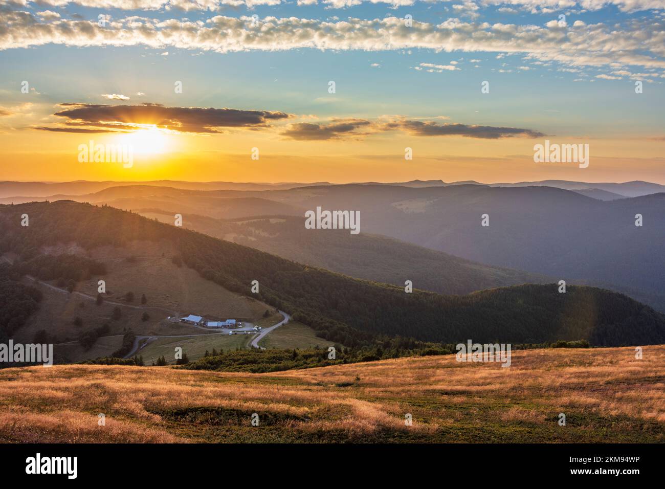 Vosges (Vogesen) Montagne: Agriturismo ferme Auberge du Haag a col du Haag in Alsazia (Elsass), Alto Reno (Oberelsass), Francia Foto Stock