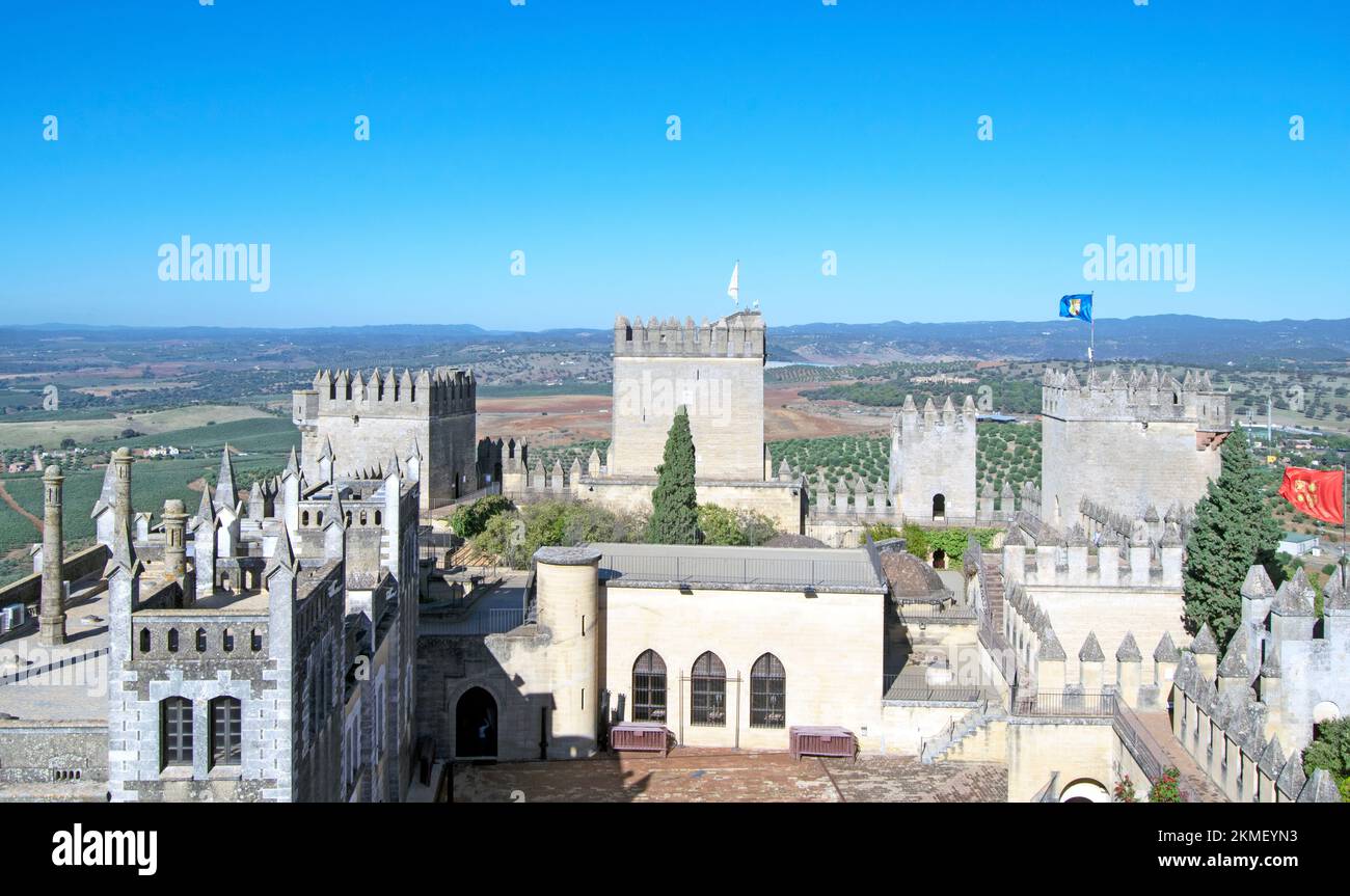 Interno del Castello di Almodovar del Rio dove sono state girate scene della serie Trono di Spade, Cordoba, Andalusia, Spagna Foto Stock