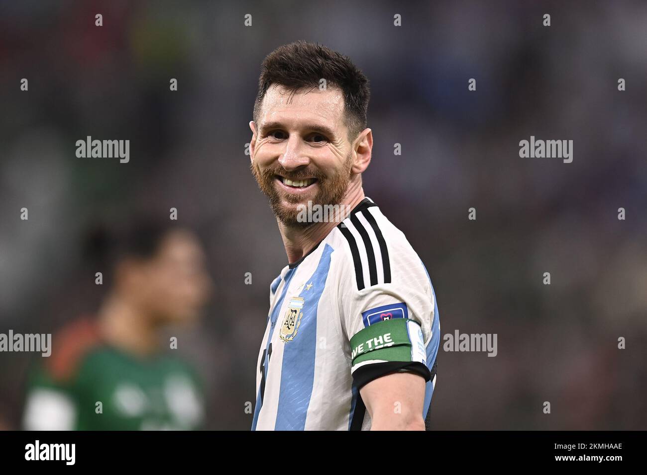 Foto Fabio Ferrari/LaPresse 26 Novembre 2022 Qatar - Sport - Calcio - Qatar 2022 - Coppa del mondo FIFA - Argentina vs Messico - Gruppo C - Fase a Gironi - Stadio Lusail. Nella foto: Lionel messi 26 novembre 2022 , Qatar - sport - calcio - Qatar 2022- Coppa del mondo FIFA - Argentina vs Messico - Gruppo C - stage di gruppo - Lusail Stadium. Nella foto: Lionel messi / PRESSINPHOTO Foto Stock