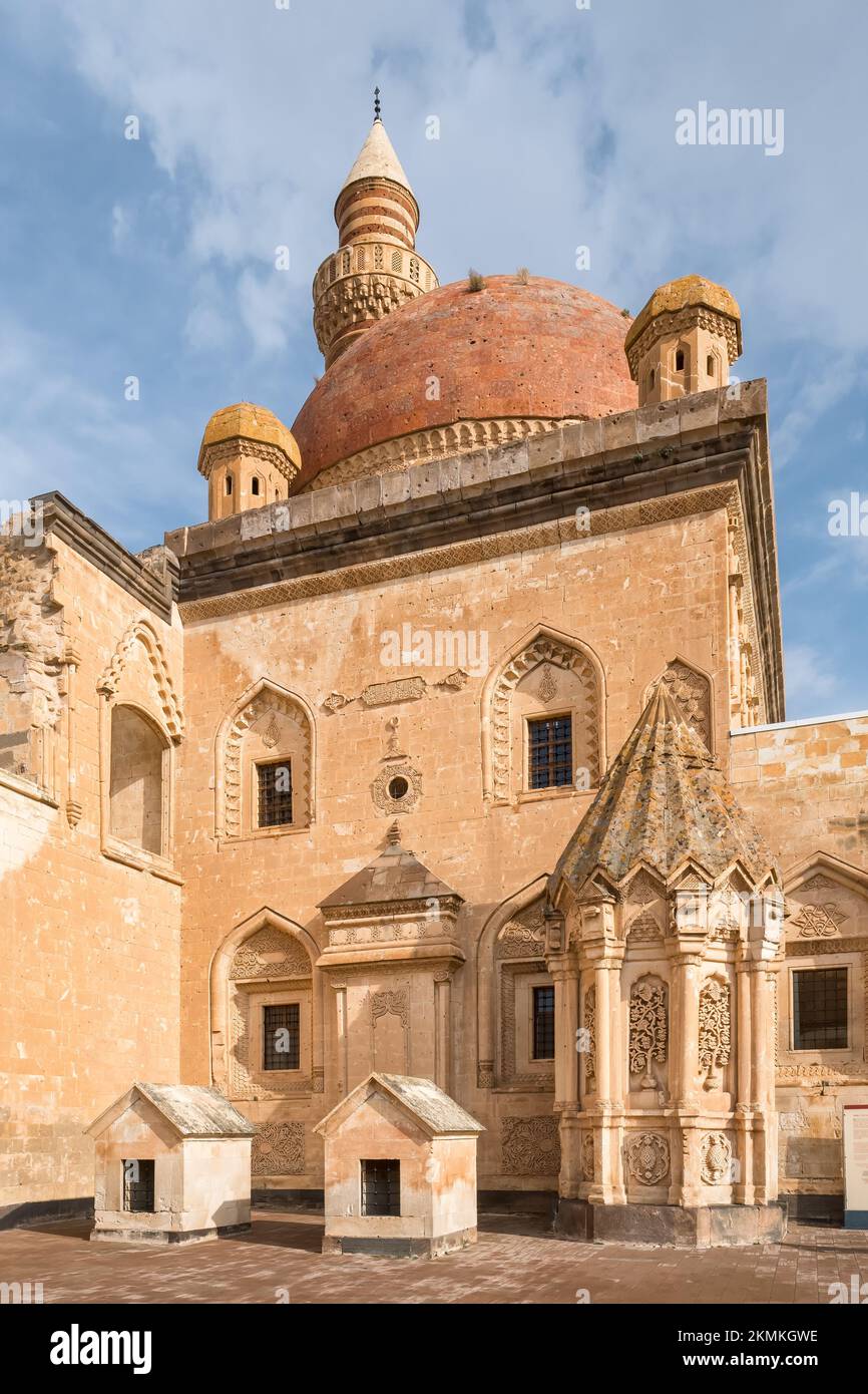 Cortile interno del palazzo di Ishak Pasha, Anatolia orientale, Turchia Foto Stock
