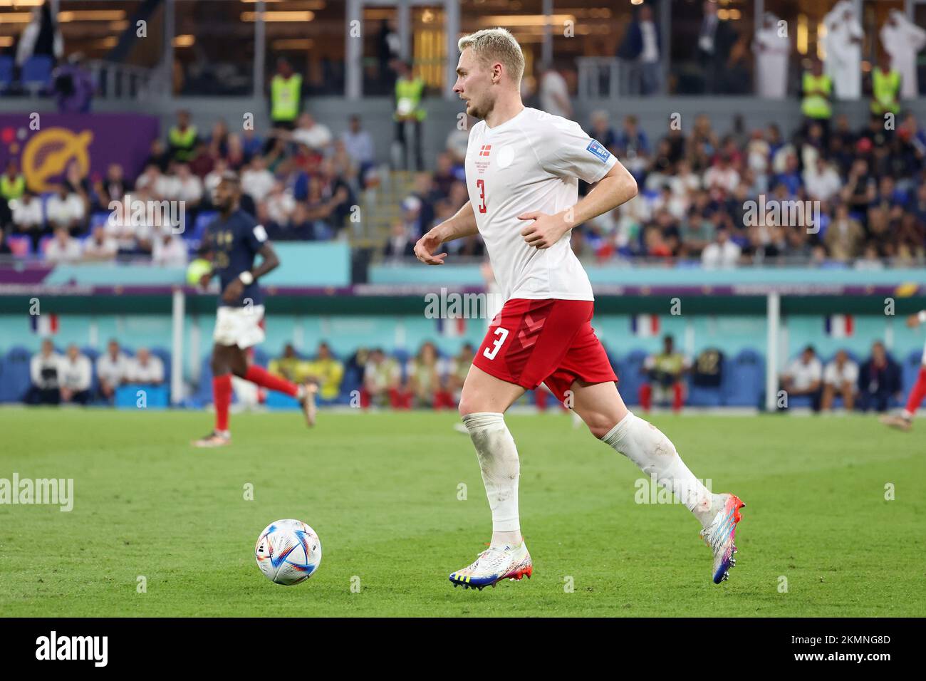 Victor Nelsson di Danimarca durante la Coppa del mondo FIFA 2022, partita di calcio del Gruppo D tra Francia e Danimarca il 26 novembre 2022 allo Stadio 974 di Doha, Qatar - Foto: Jean Catuffe/DPPI/LiveMedia Foto Stock