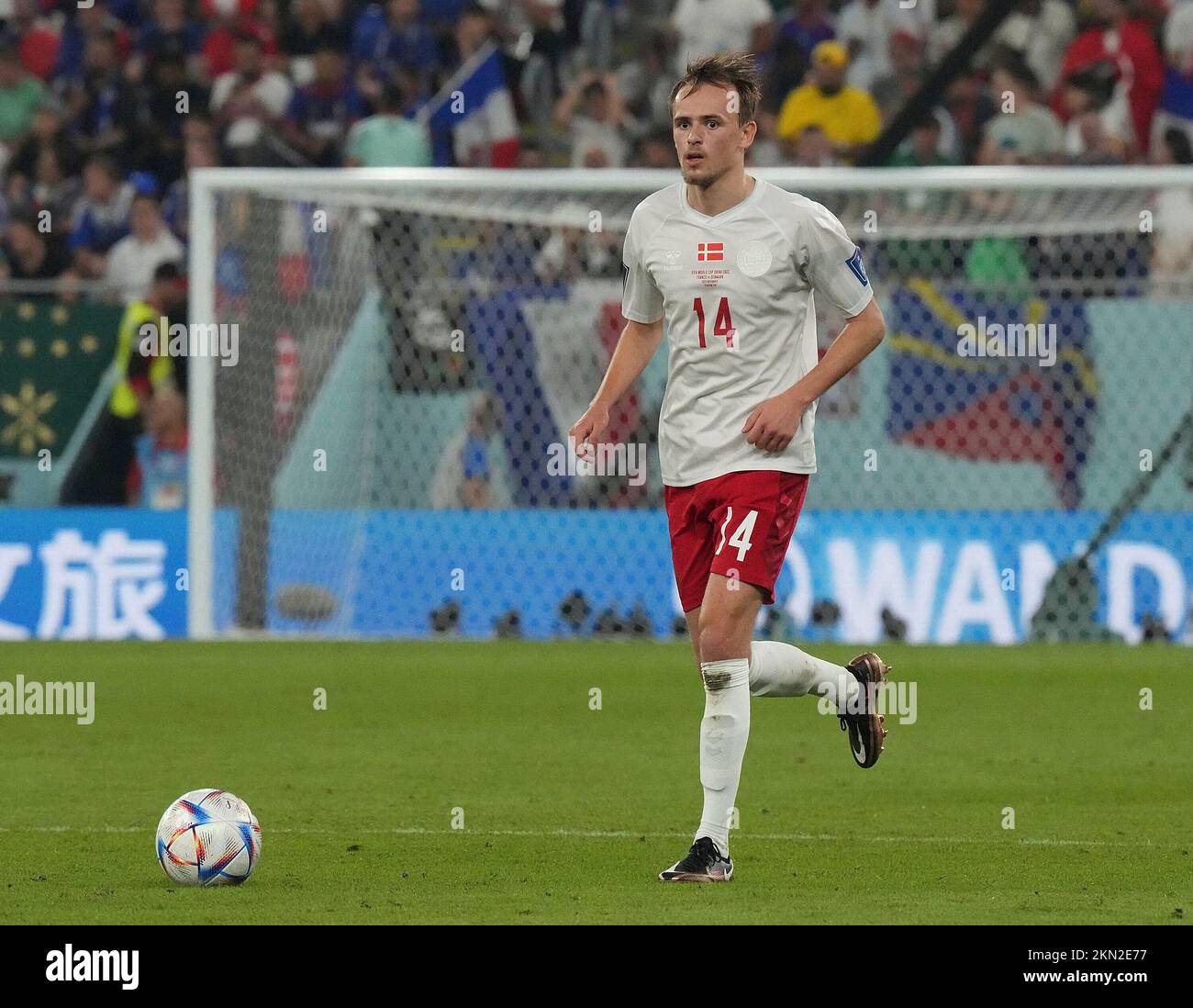 26th novembre 2022, Stadio 974, Doha, QAT, Coppa del mondo FIFA 2022, Gruppo D, Francia contro Danimarca, nella foto il centrocampista danese Mikkel Damsgaard Foto Stock