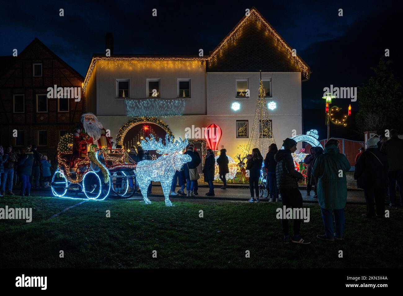 Lichterhaus zur Weihnacht in Ottmannshausen im Weimarer Land Foto Stock