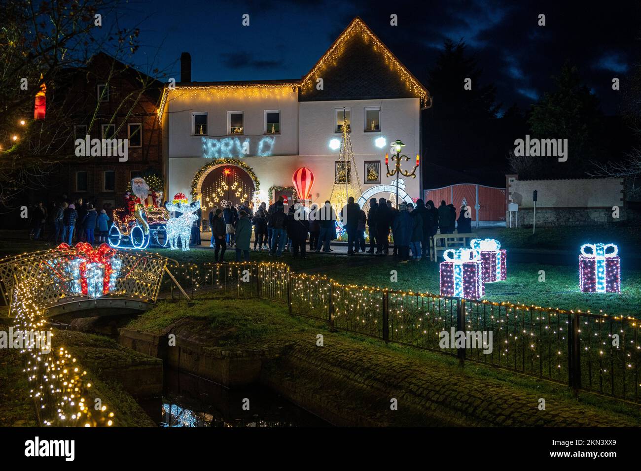 Lichterhaus zur Weihnacht in Ottmannshausen im Weimarer Land Foto Stock