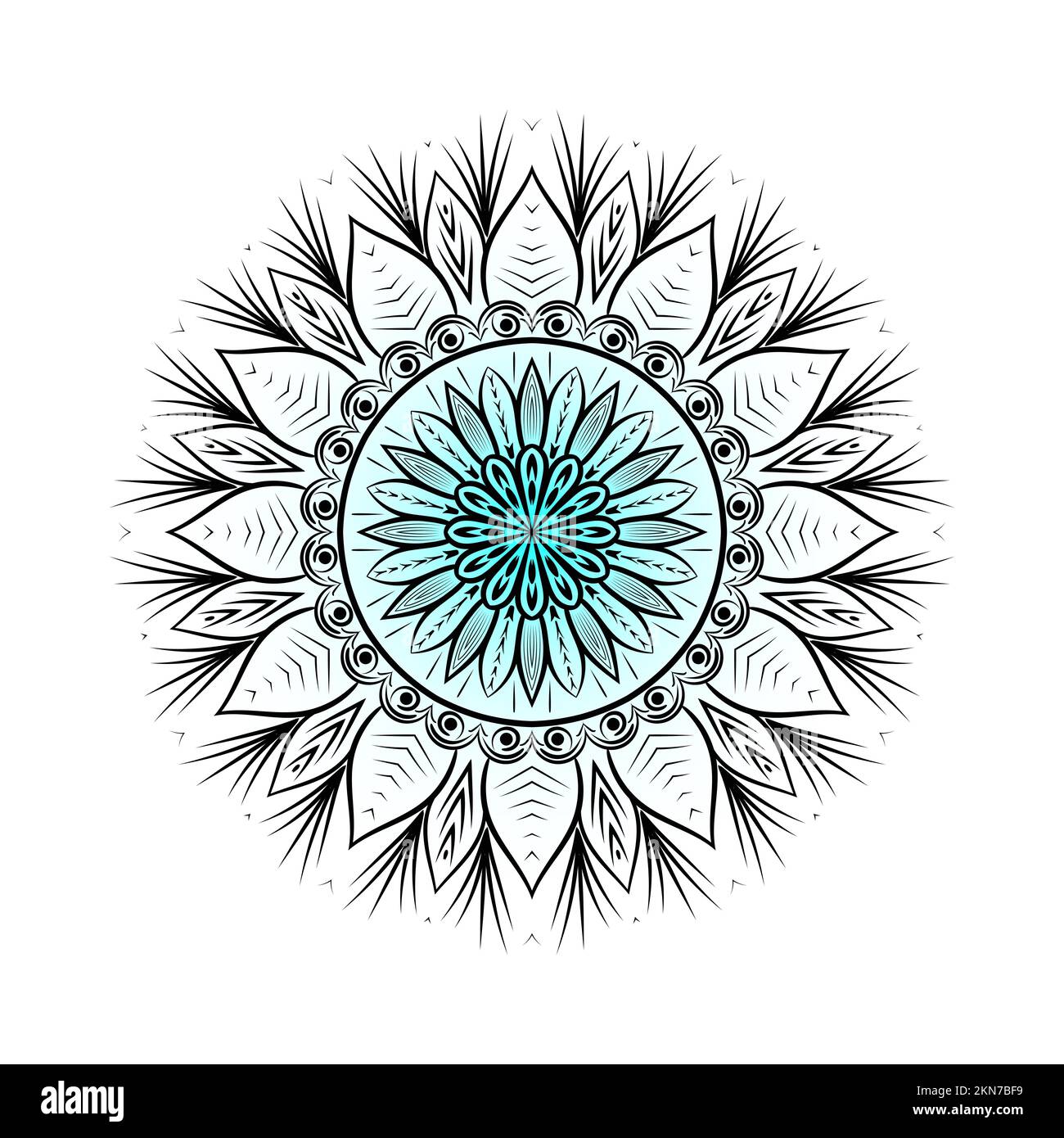 Bella arte mandala motivo floreale isolato su uno sfondo bianco, elementi decorativi per la meditazione poster o banner, festival mandala arte Foto Stock