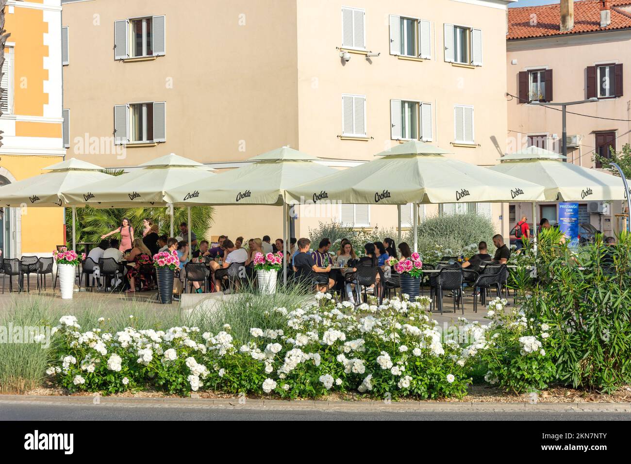 Lounge Bar Euphoria, Ukmarjev trg, Capodistria, Istria slovena, Slovenia Foto Stock