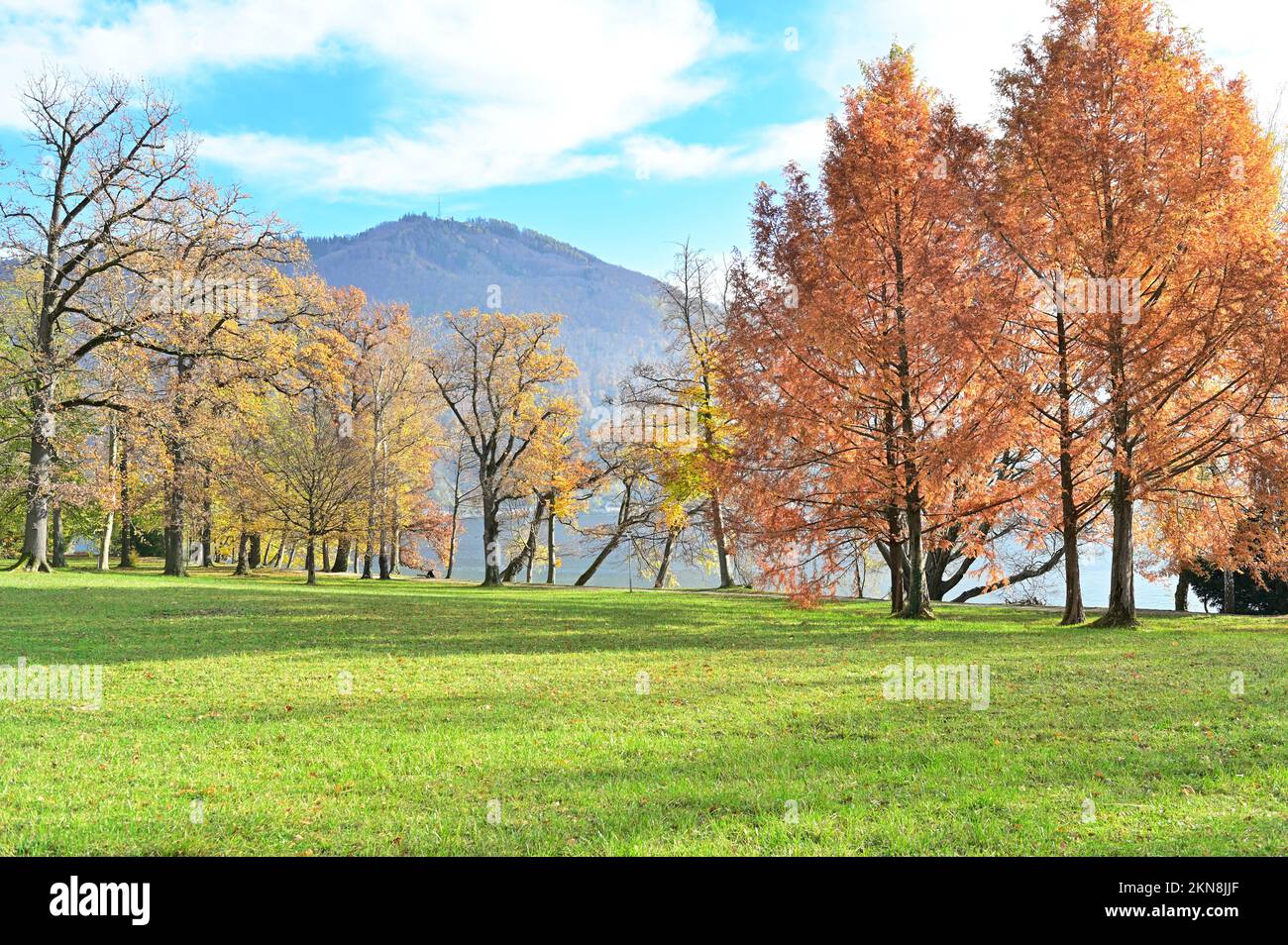 Gmunden, Austria superiore, Austria. Parco della Toscana a Gmunden, Salzkammergut Foto Stock