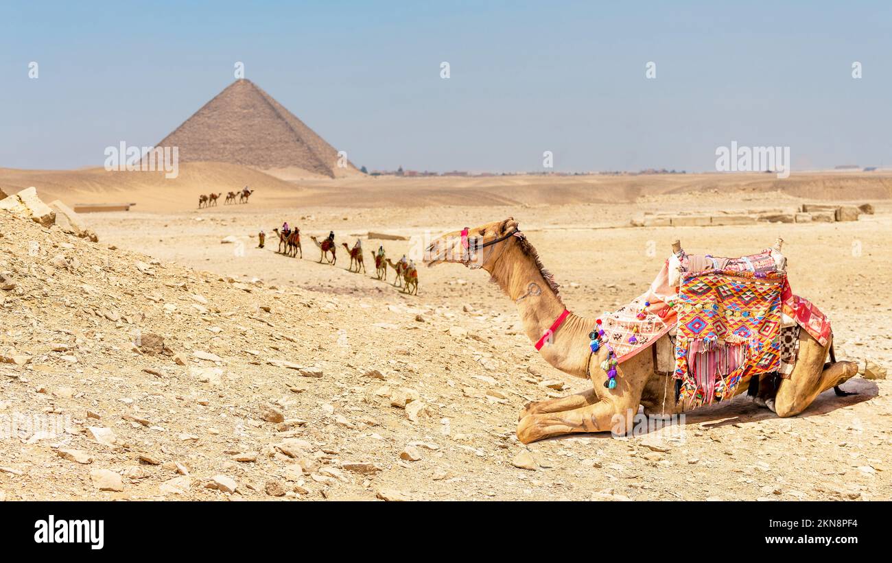 Una vista della Piramide Rossa, Dahshur, Egitto. Foto Stock