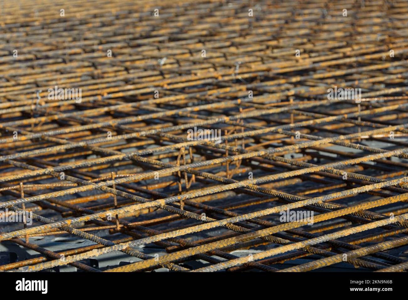 Rinforzo in acciaio, rete di rinforzo di una soletta Foto Stock