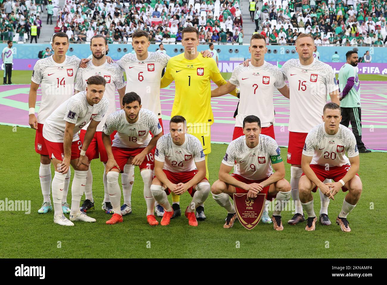 Squadra di Polonia durante la Coppa del mondo FIFA 2022, partita di calcio del Gruppo C tra Polonia e Arabia Saudita il 26 novembre 2022 allo stadio Education City di Doha, Qatar - Foto: Sebastian El-saqa/DPPI/LiveMedia Foto Stock