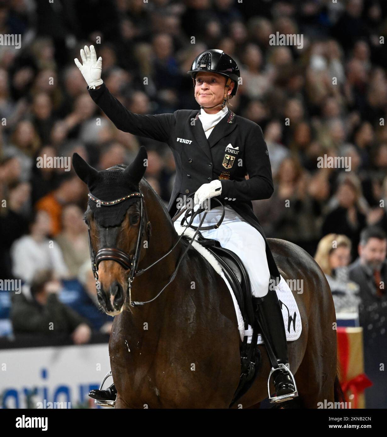 Isabell Werth della Germania in sella al DSP Quantaz durante il FEI Grand Prix kür gara di dressage al Sweden International Horse Show tenutosi al Frie Foto Stock