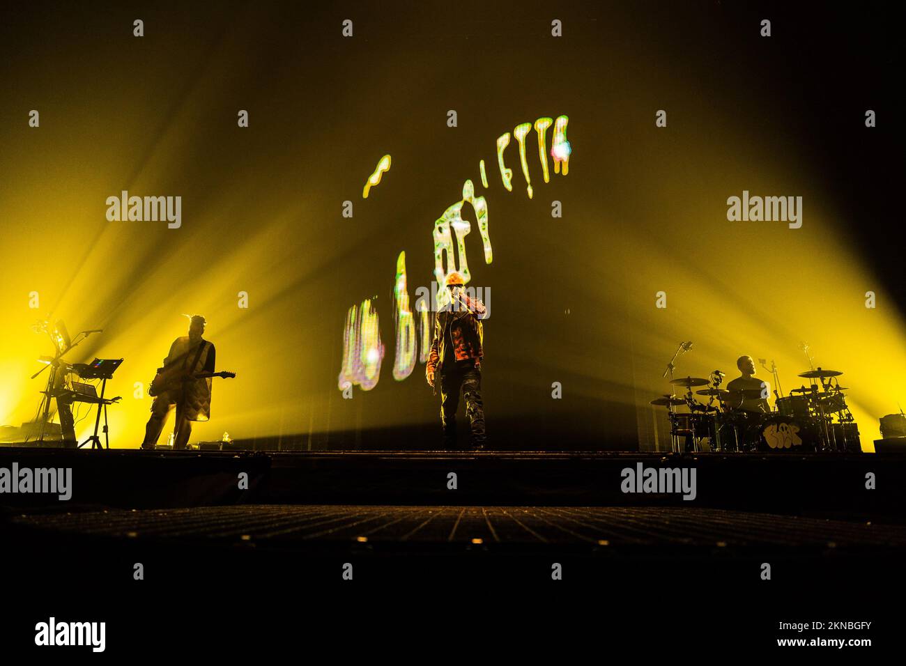 Livorno, Italia. 26th Nov 2022. Salmo durante Salmo - Flop Tour, concerto di musica per cantante italiana a Livorno, Italia, Novembre 26 2022 Credit: Agenzia indipendente per le foto/Alamy Live News Foto Stock
