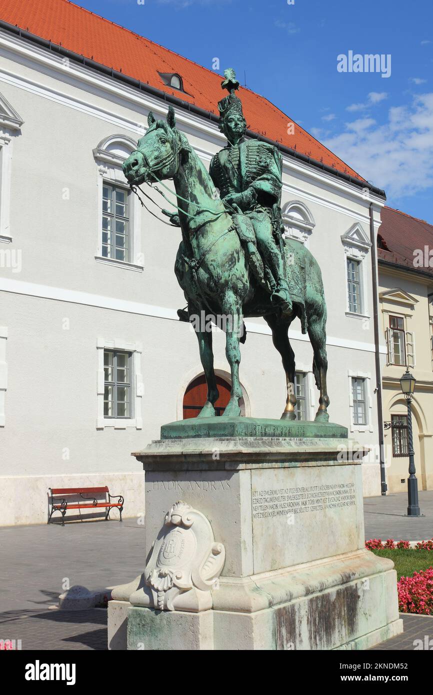 Statua di Andras Hadik montato a Buda, Budapest, Ungheria Foto Stock