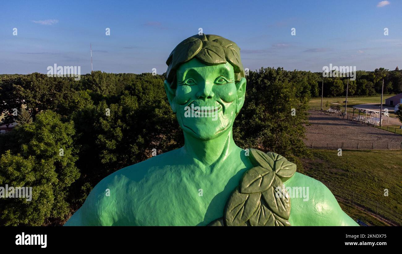 Statua del gigante verde in Blue Earth, Minnesota, USA Foto Stock