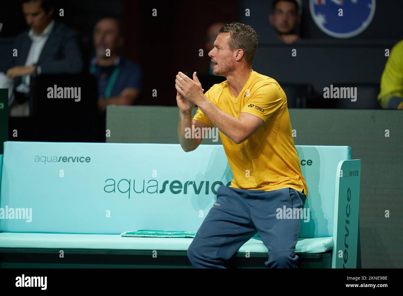 Lleyton Hewitt, Capitano d'Australia visto durante la Coppa Davis da Rakuten finale 8 al Palacio de Deportes Martin Carpena.Final Score; Denis Shapovalov 2:0 Thanasi Kokkinakis. (Foto di Vicente Vidal Fernandez / SOPA Images/Sipa USA) Foto Stock