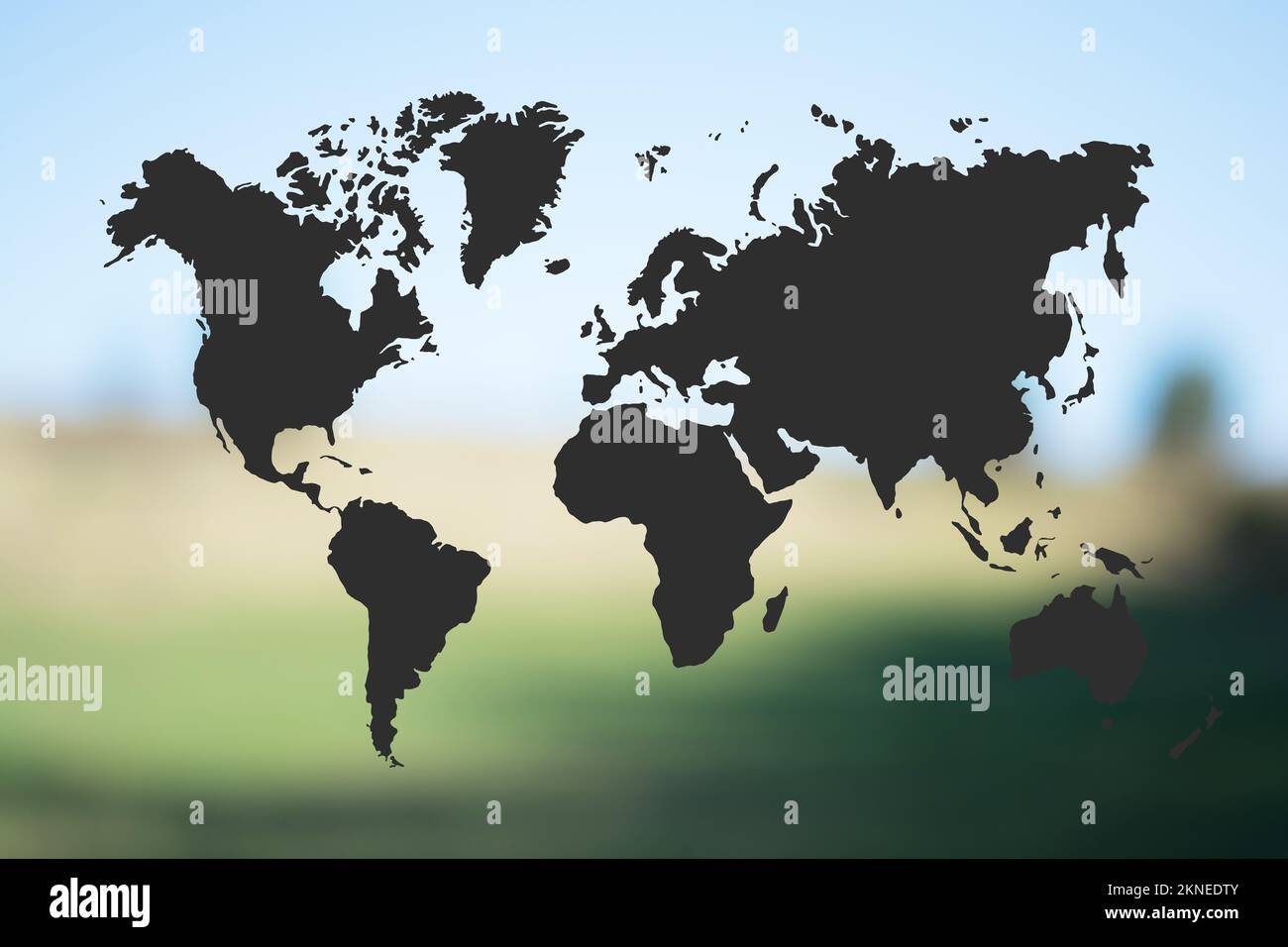 mappa del mondo e sfondo sfocato Foto Stock