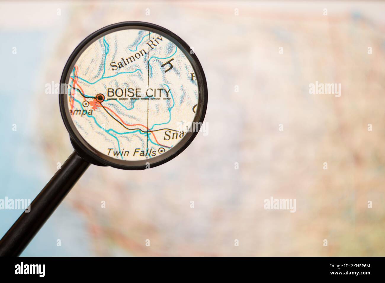 mappa sotto lente d'ingrandimento - Bose City Foto Stock