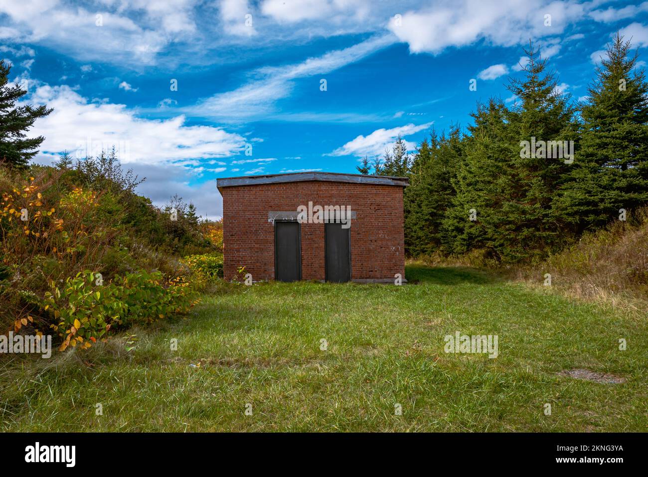 Negozi di olio e Artificers Shop a Fort McNab, sito storico nazionale di McNabs Island, Nova Scotia, Canada Foto Stock