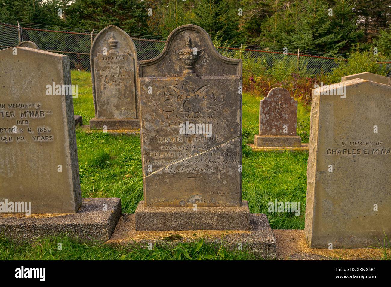 Cimitero della famiglia McNabs sull'isola McNabs, accanto a Fort McNab Foto Stock