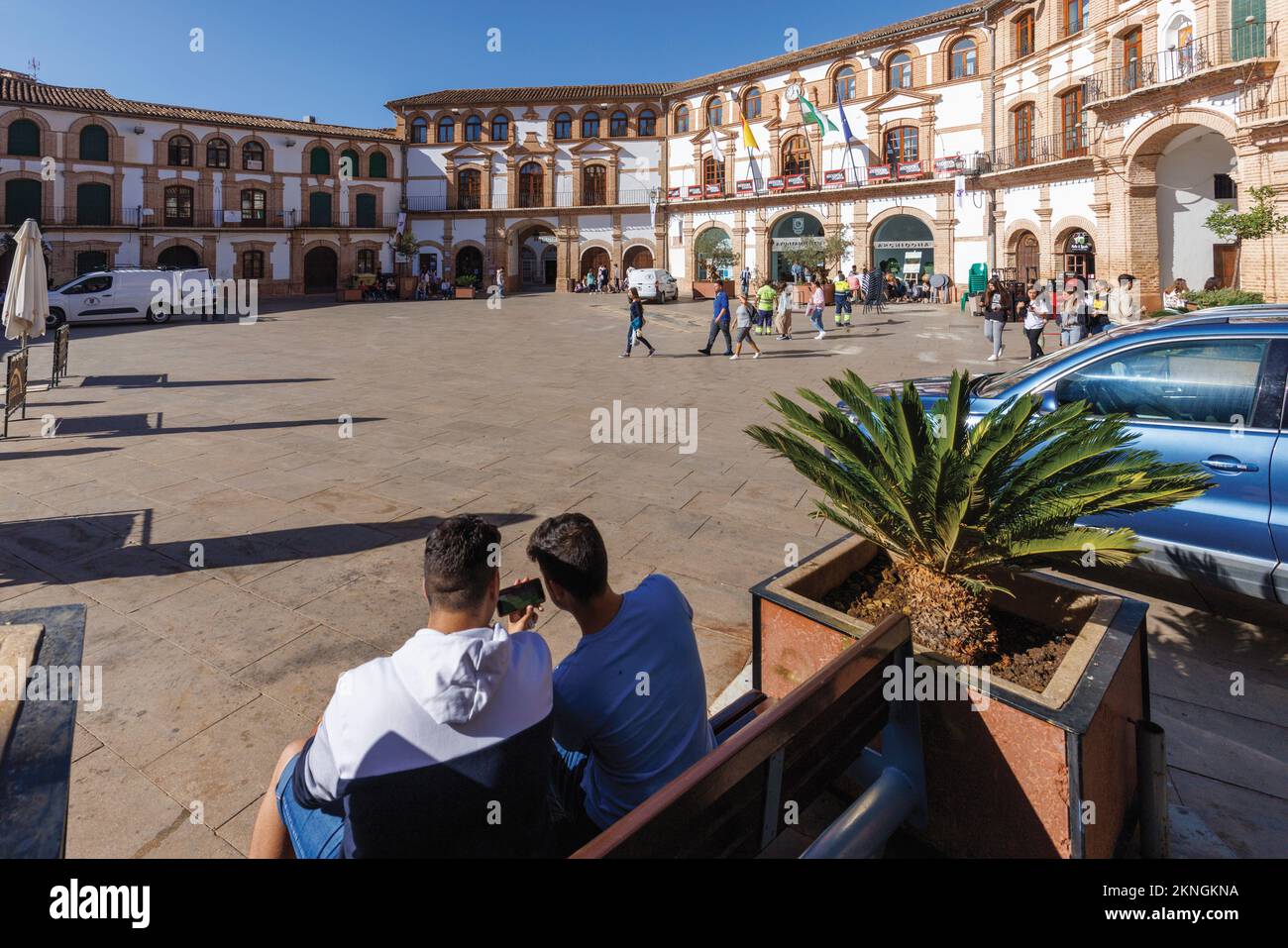 Archidona, Provincia di Malaga, Andalusia, Spagna meridionale. La Plaza Ochavada risale al 1786. Foto Stock