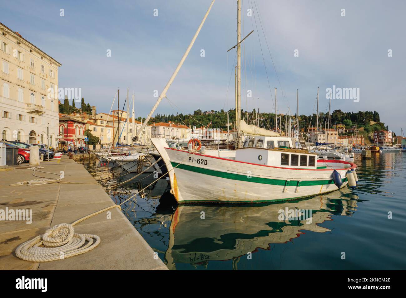 Piran, Primorska, Slovenia. Barche nel porto. Foto Stock