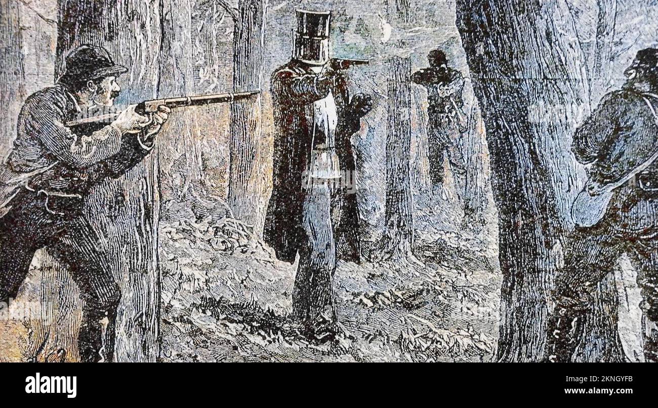 NED KELLY (1854=1880) il fuorilegge australiano del bush-ranger è catturato nel 1879 Foto Stock