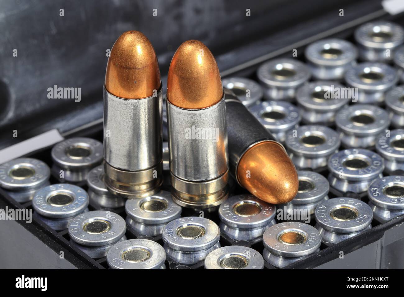 confezione di Bullet 9mm parabellum FMJ (Full Metal Jacket) Shell Shock Technologies (NAS3). Foto Stock
