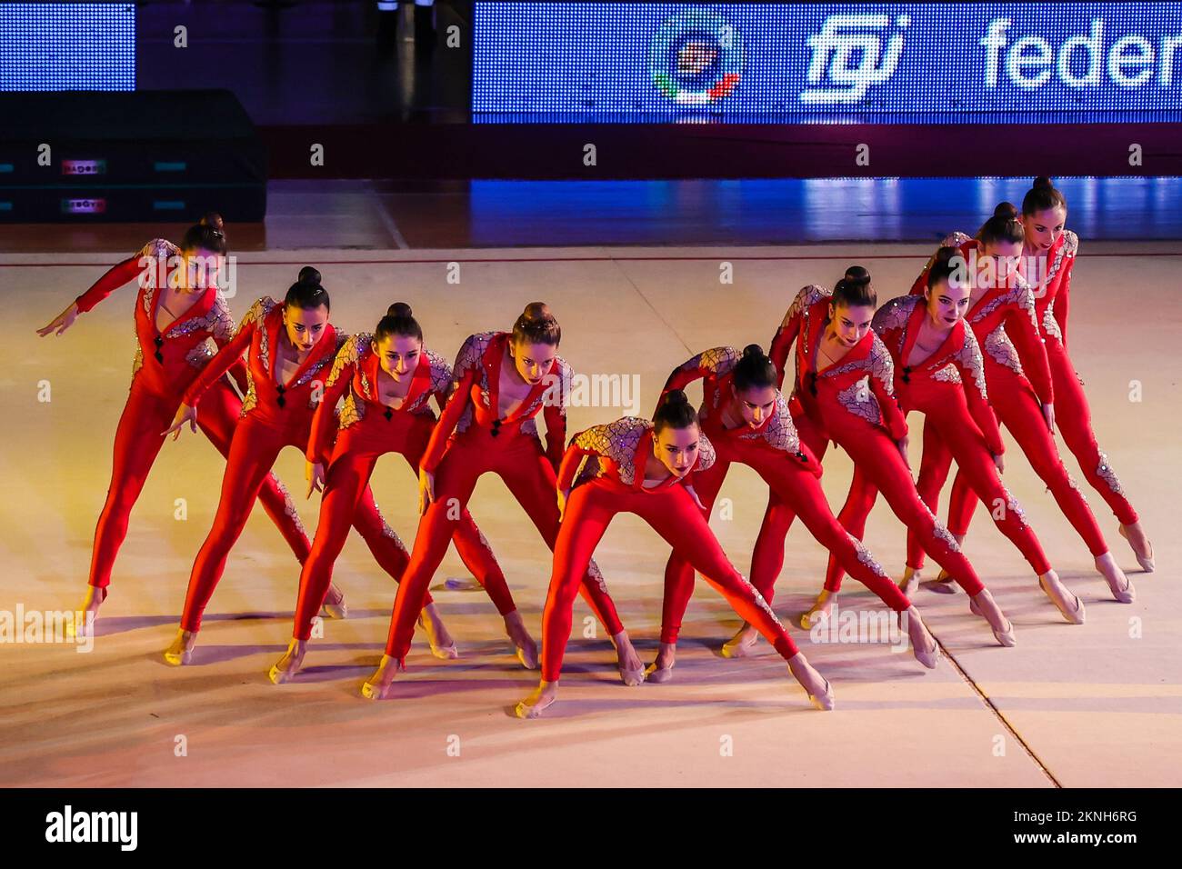 Busto Arsizio, Italia. 26th Nov 2022. Atleti della Nazionale Italiana ' le Farfalle ' durante il Gran Premio di Ginnastica 2022 all'e-Work Arena di Busto Arsizio. Credit: SOPA Images Limited/Alamy Live News Foto Stock