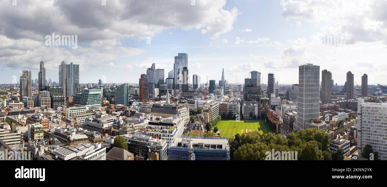 Vista panoramica aerea con un Crown Place nel suo contesto. One Crown Place, Londra, Regno Unito. Architetto: Kohn Pedersen Fox Associates (KPF), 202 Foto Stock