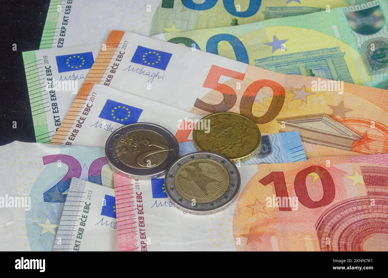 Cambio di banconote in euro in valuta europea Foto Stock