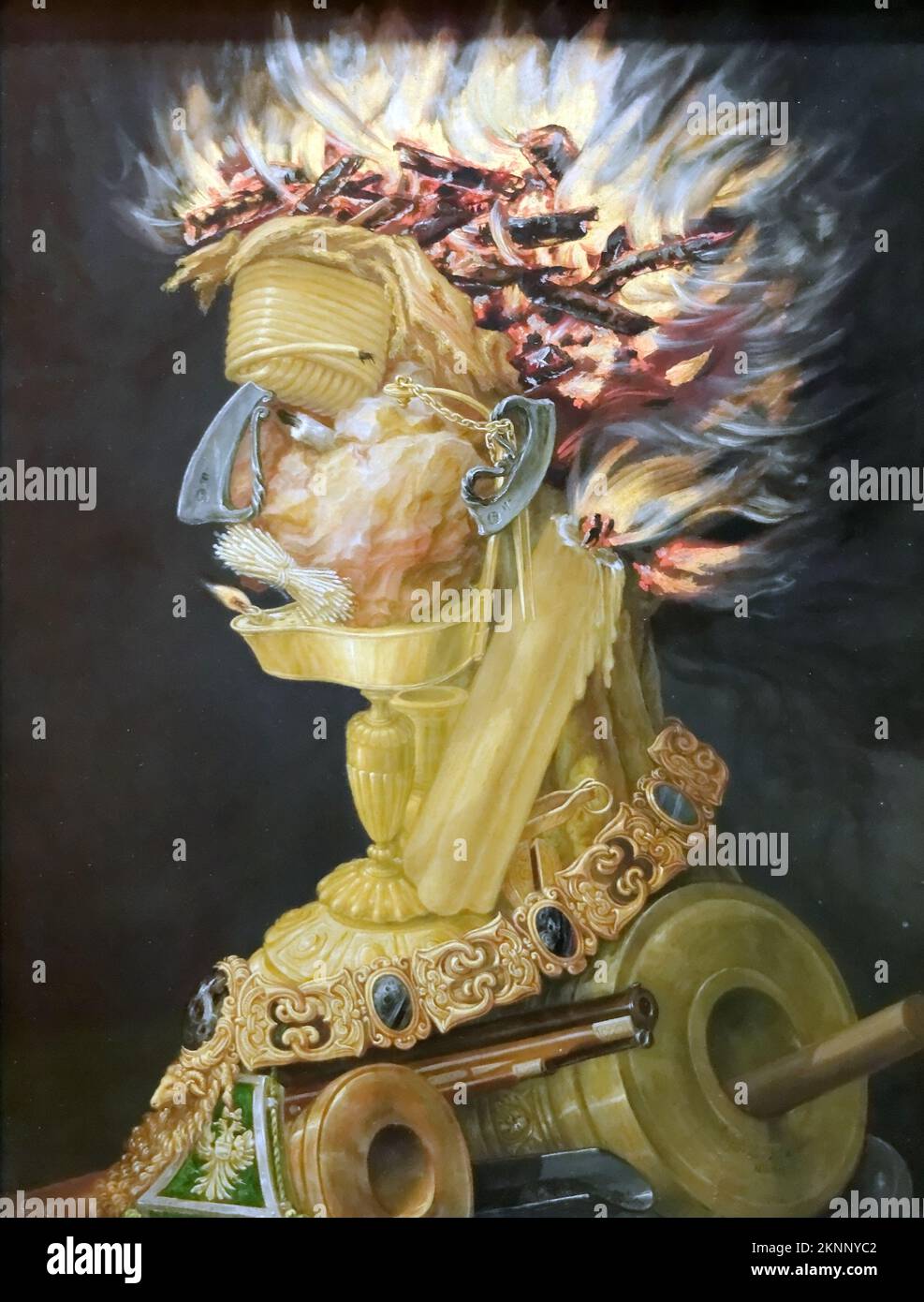 Fuoco, 1566, Pittura di Giuseppe Arcimboldo Foto Stock