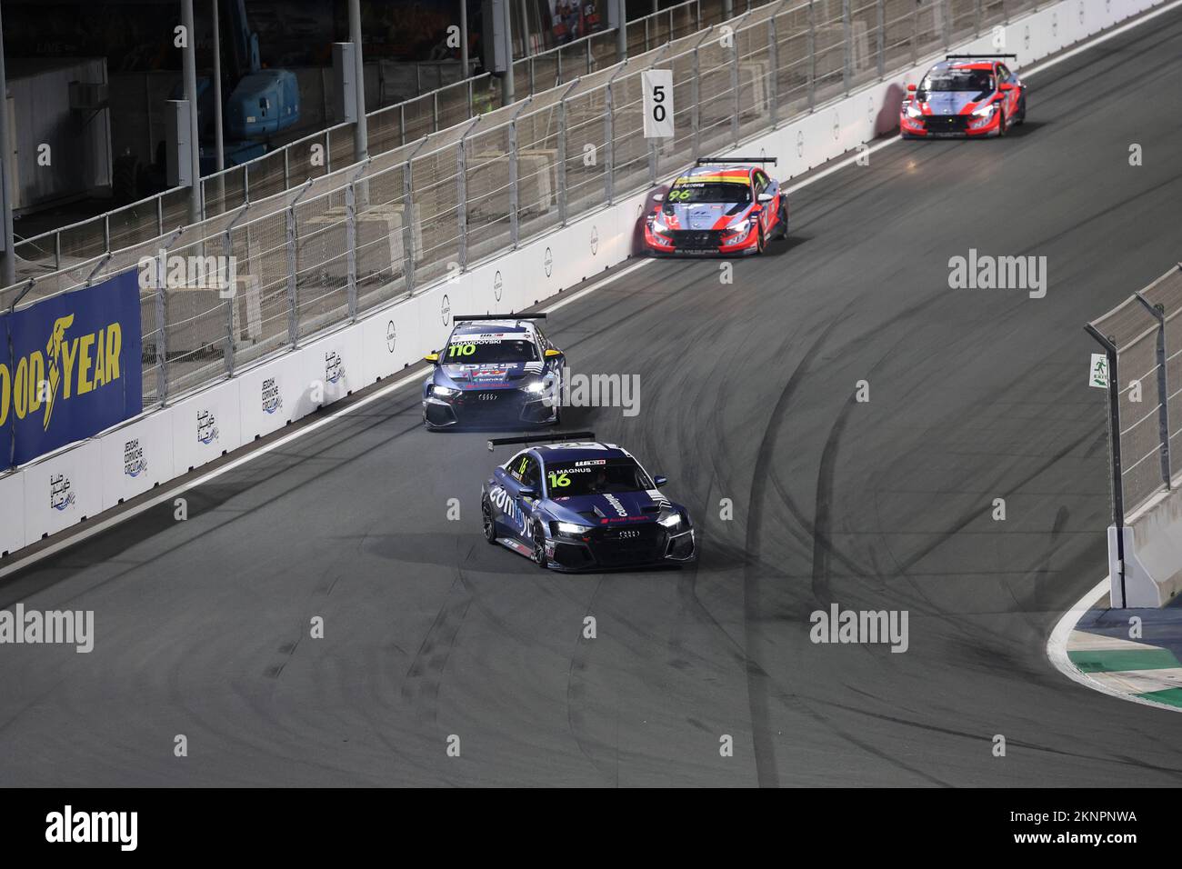 16 MAGNUS Gilles (bel), Comtoyou Team Audi Sport, Audi RS 3 LMS, azione in occasione del WTCR - gara dell'Arabia Saudita 2022, 9th° round della FIA World Touring Car Cup 2022, sul circuito di Jeddah Corniche dal 25 al 27 novembre a Jeddah, Arabia Saudita - Foto Grégory Lenorand / DPPI Foto Stock