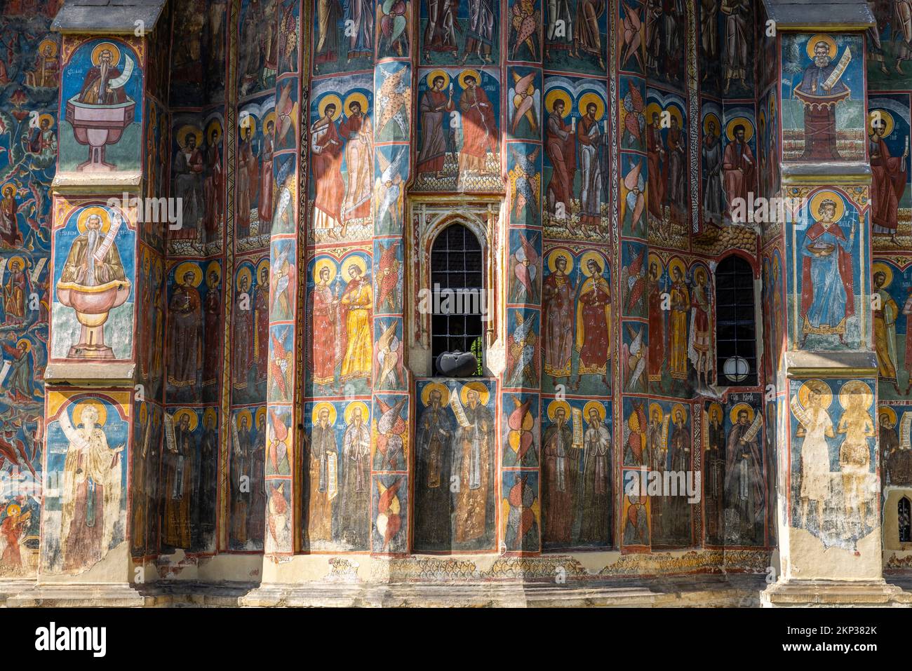 Monastero di Moldovita, sito patrimonio dell'umanità dell'UNESCO come una delle chiese dipinte della Moldavia, Romania Foto Stock