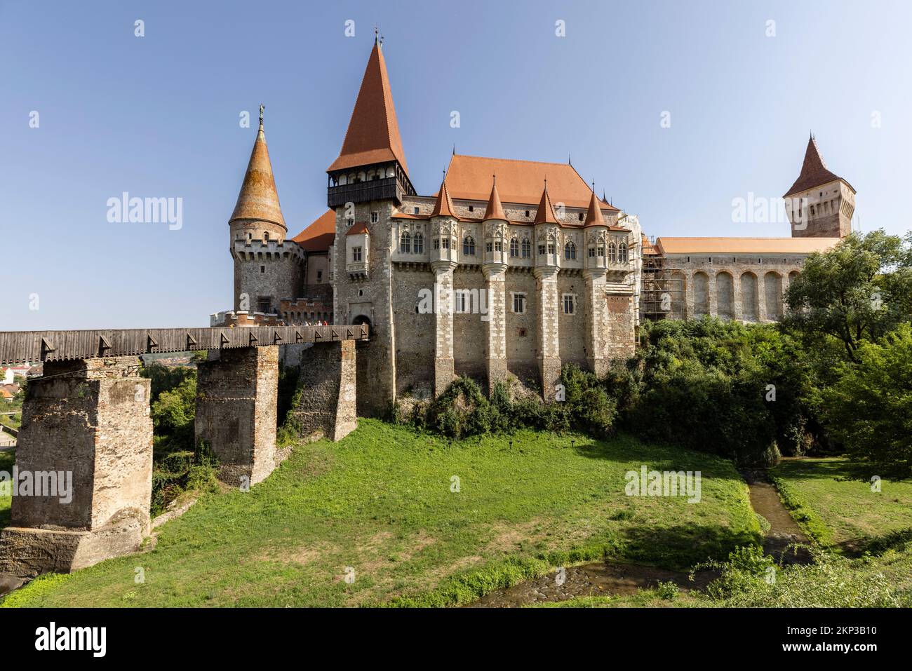 Castello di Corvin nella città di Hunedoara Transilvania, Romania Foto Stock