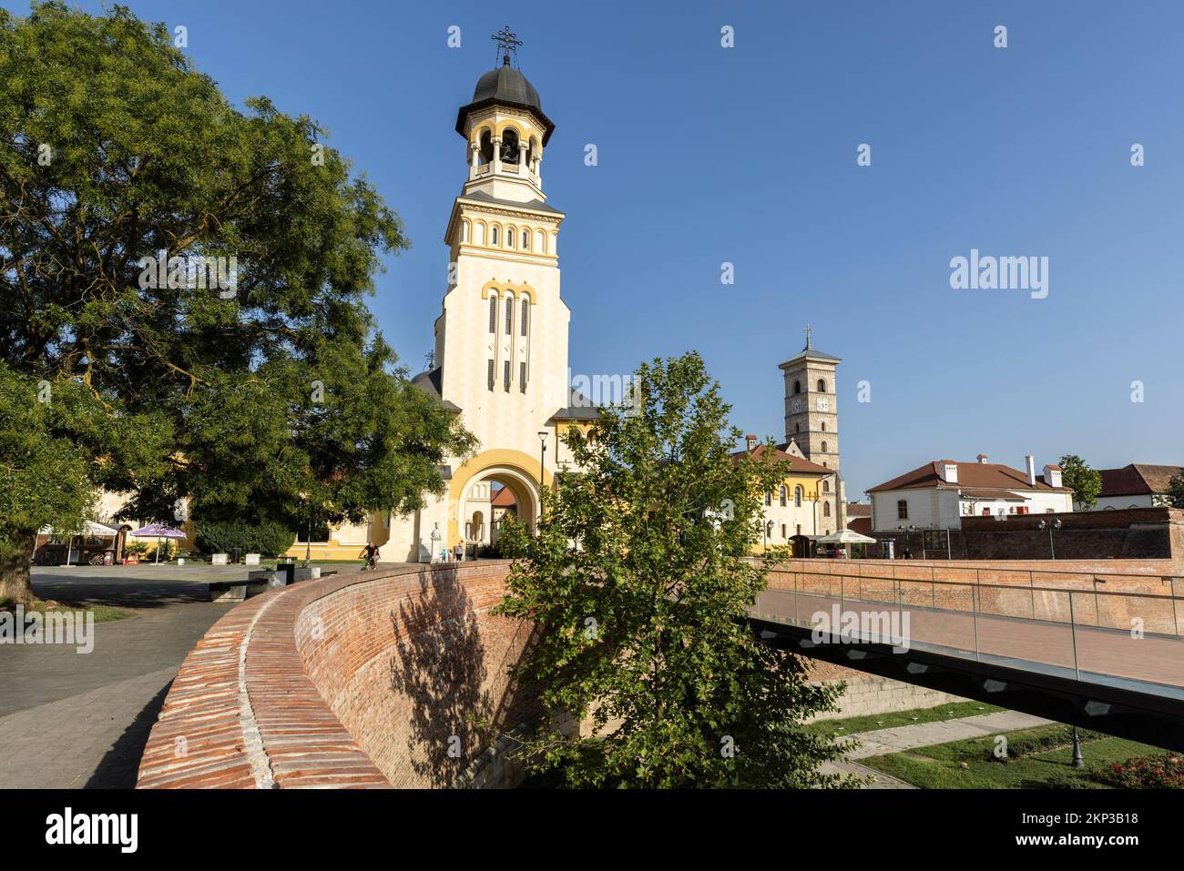 La cittadella di Alba Iulia sul fiume Mureș, nella regione storica della Transilvania, Romania Foto Stock