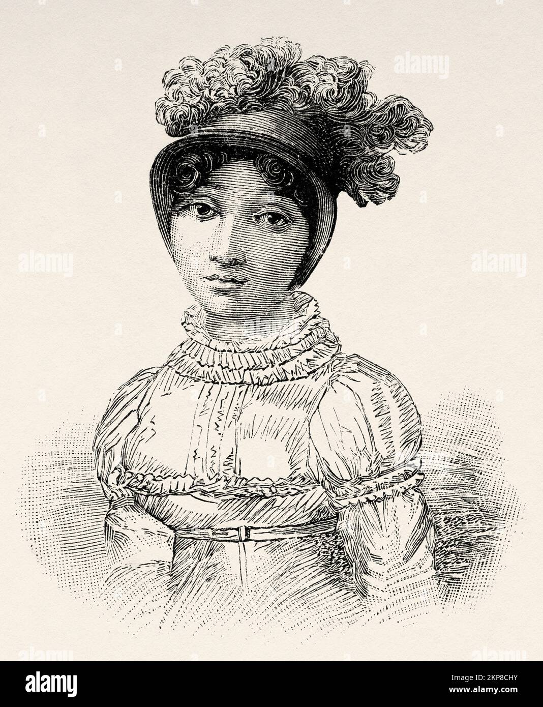 Madame Blanchard. Sophie Blanchard (1778-1819) è stato un . Blanchard è stata la prima donna a lavorare come balloonist professionista, Francia. Vecchio 19th ° secolo illustrazione incisa da la natura 1890 Foto Stock