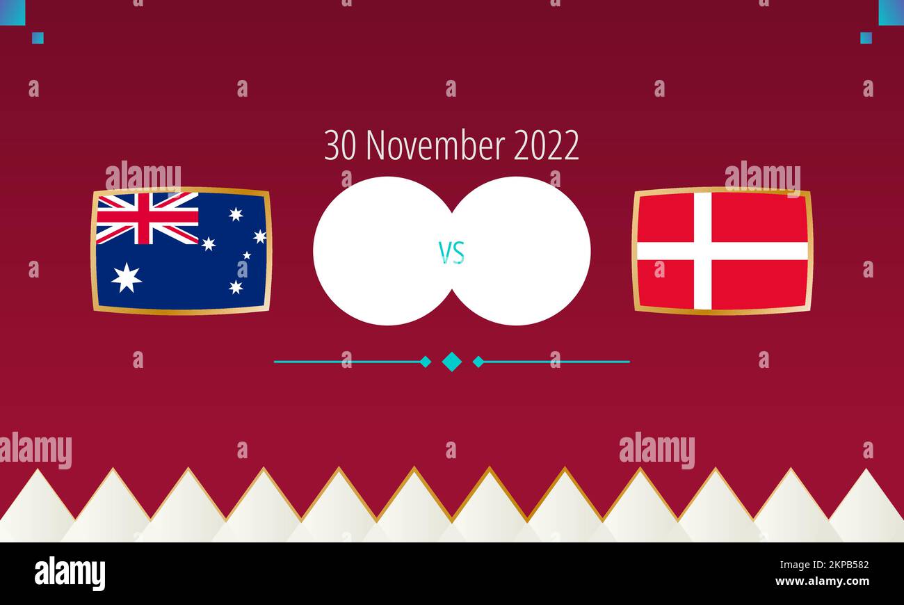 Australia vs Danimarca partita di calcio, concorso internazionale di calcio 2022. Icona Versus. Illustrazione Vettoriale