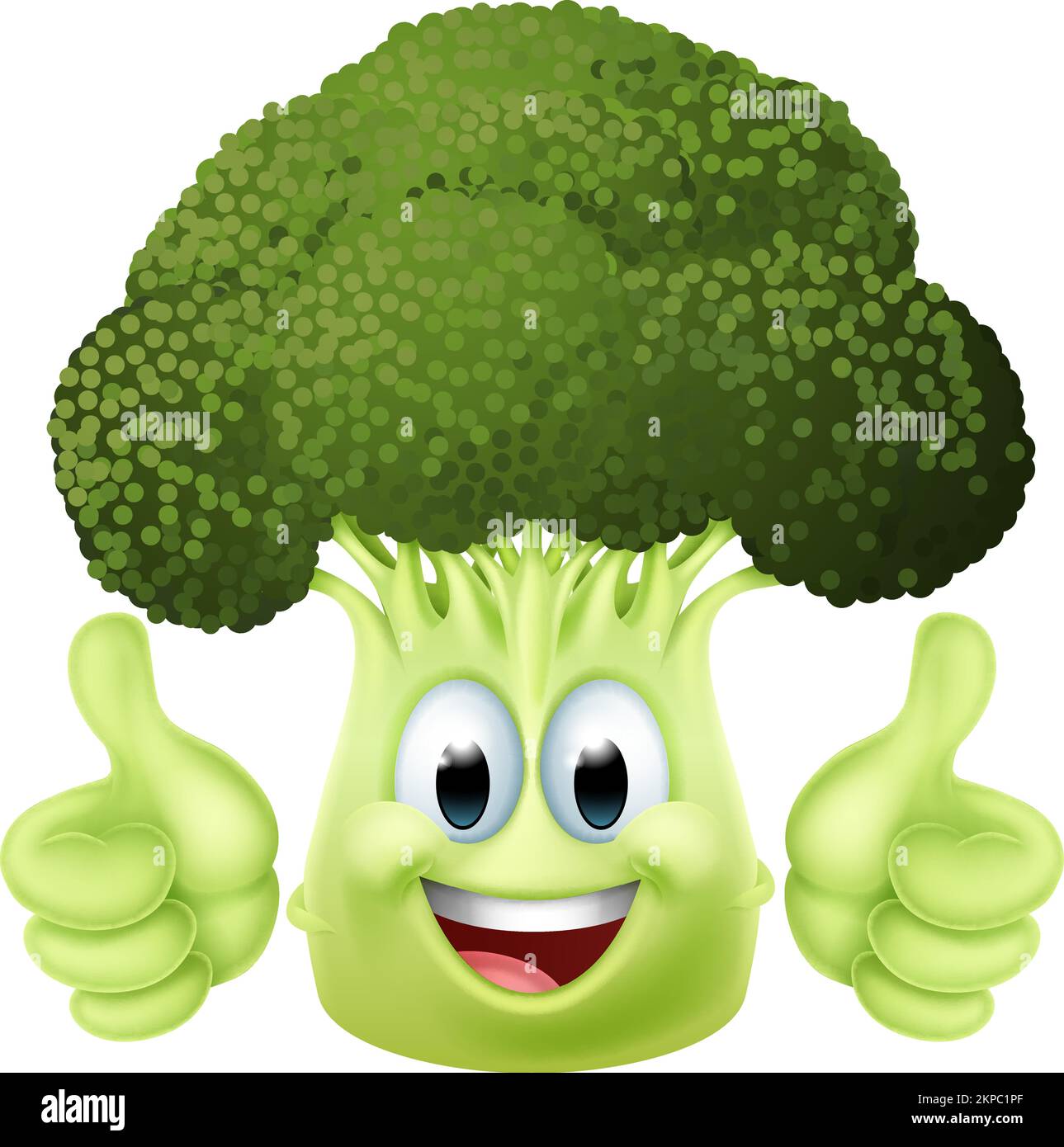 Broccoli Cartoon vegetale Emoji Mascot Illustrazione Vettoriale