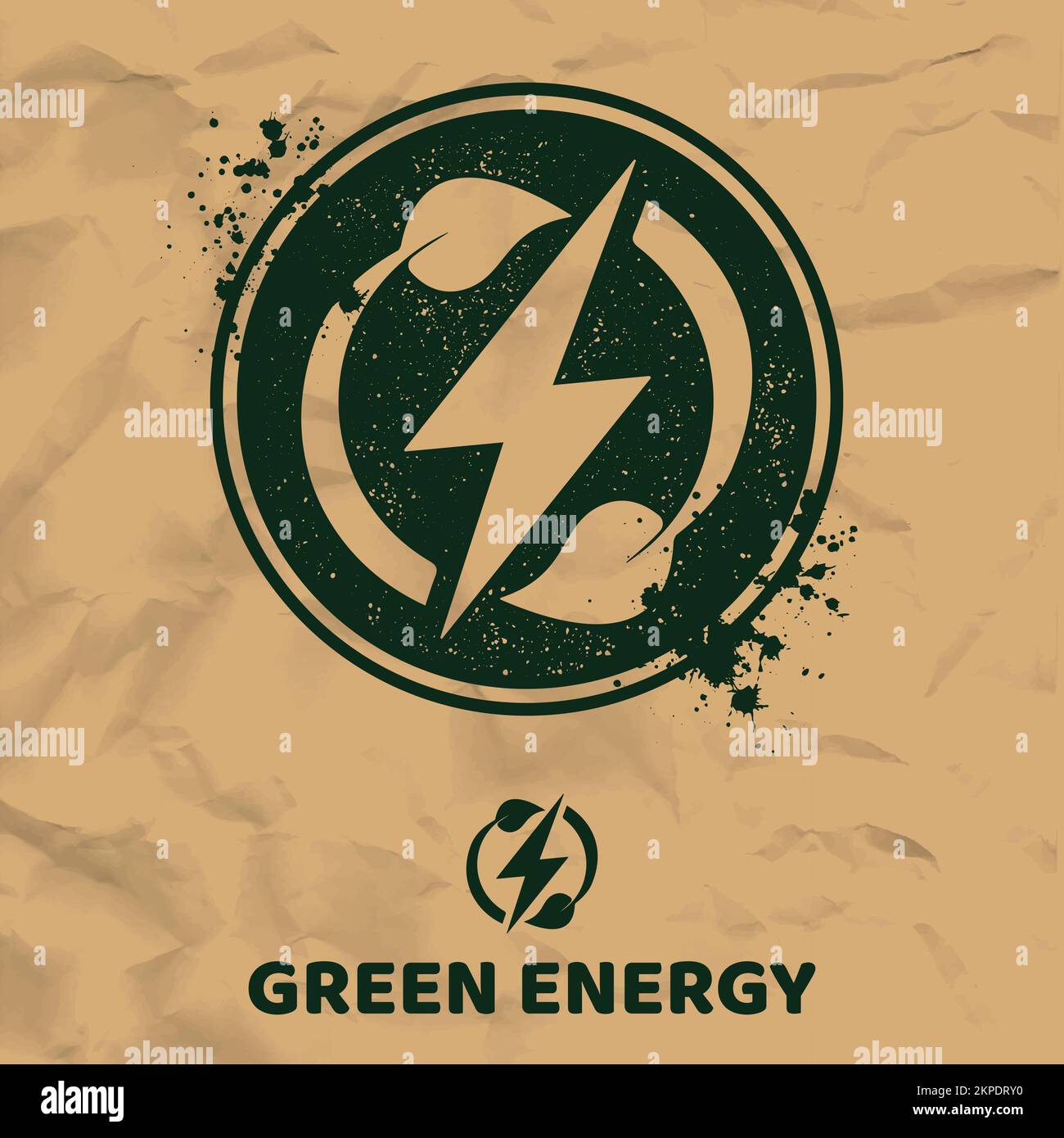 Icona del progetto di energia ecologica su carta Illustrazione Vettoriale